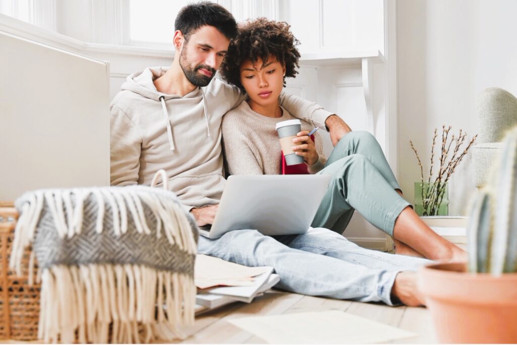 Young couple in their first home